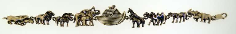 Sterling Silver Noah Ship Animal Bracelet
