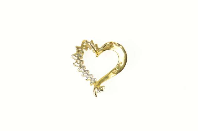 14K Yellow Gold Diamond Curvy Heart Love Symbol Pendant
