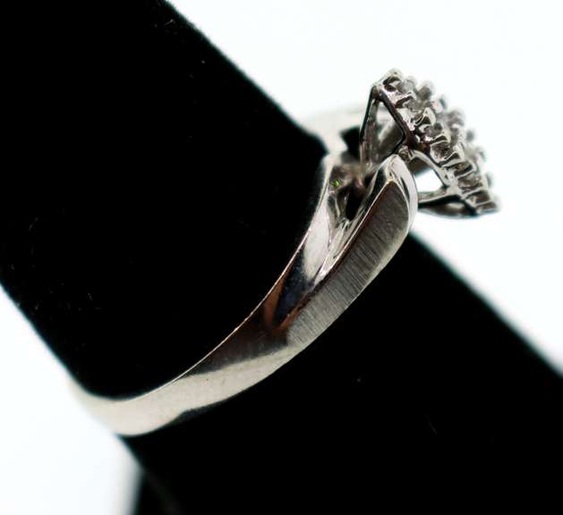 Cushioned 10k White Gold Diamond Cluster Ring