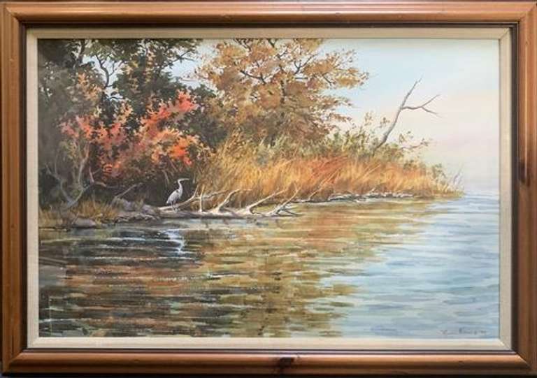 Martha Hudson Lake Scenery Lithograph