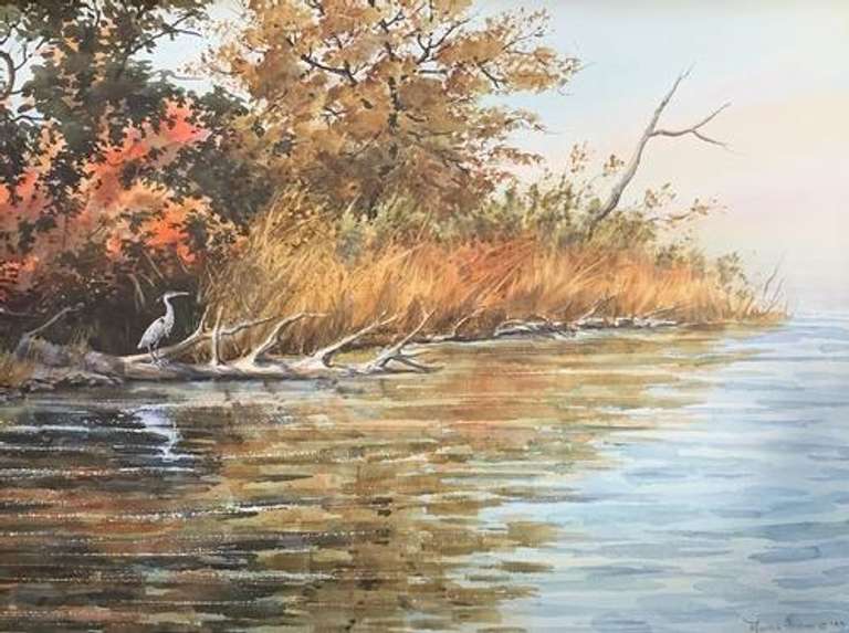 Martha Hudson Lake Scenery Lithograph