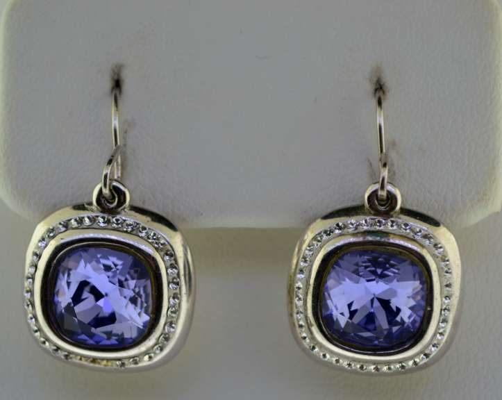 Sterling Silver Blue Color Stone Drop Earrings