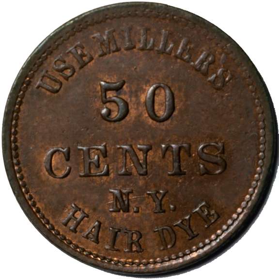 Millers 50 Cent Hair Dye  NY City Civil War Store Card.