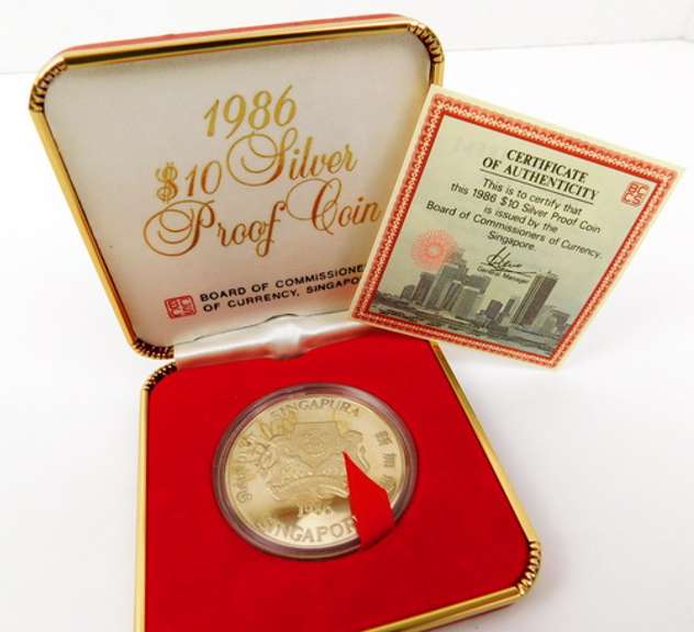 1986 $10 Silver Proof Coin – Singapore