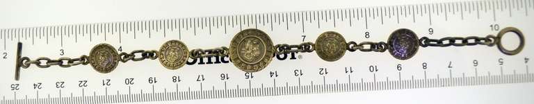 Sterling Silver Antique Asian Coin Bracelet