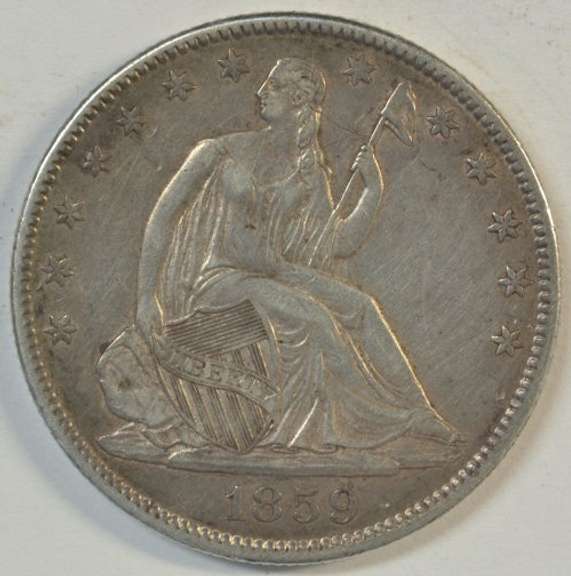 Razor-sharp AU 1859-O No Motto Seated Liberty Half Dollar
