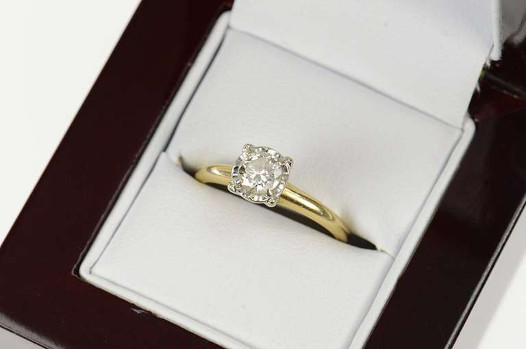 14K Yellow Gold 0.48 Ct G/VS1 1940's Diamond Engagement Ring