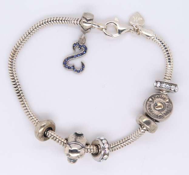 Italian Sterling Silver Bracelet w Charms