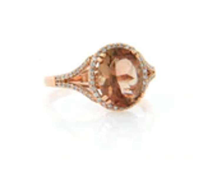 Incredible Rose Gold Golden Topaz and Diamond Ring