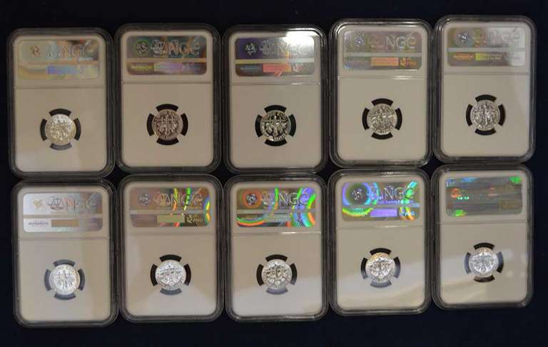 1955-1964 Run Of Proof Roosevelt Dimes NGC MS67