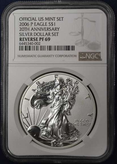 2006-P 20th Anniversary Silver Eagle From Silver Dollar Set NGC Reverse PF69