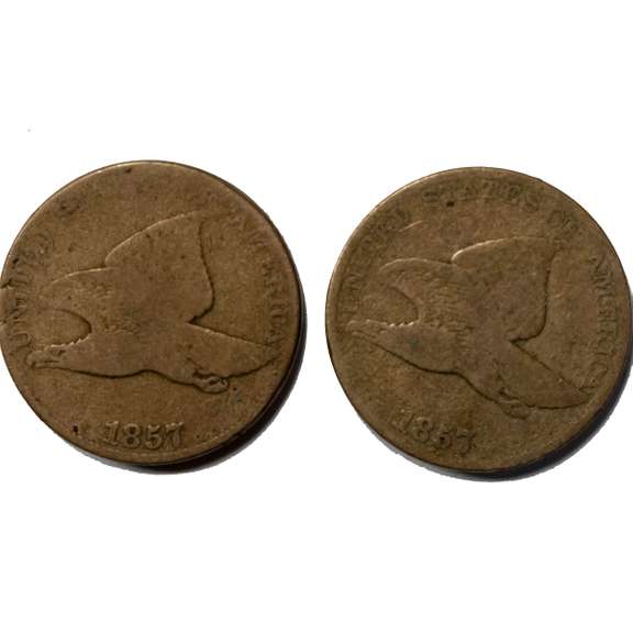 2 1857 Flying Eagle Cents