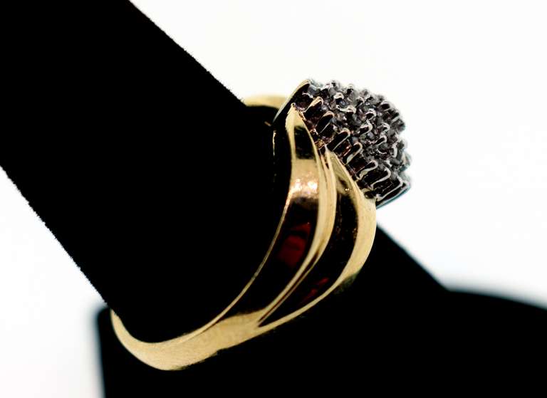 Contemporary 10k Gold Diamond Cluster Ring