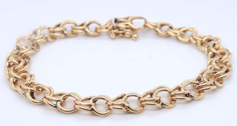 Heavy Yellow Gold Double Link Charm Bracelet