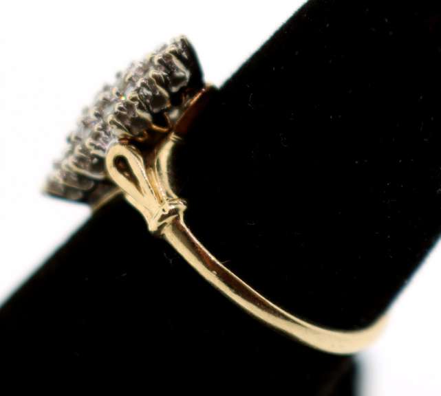 Narrow 10k Gold Diamond Cluster Ring