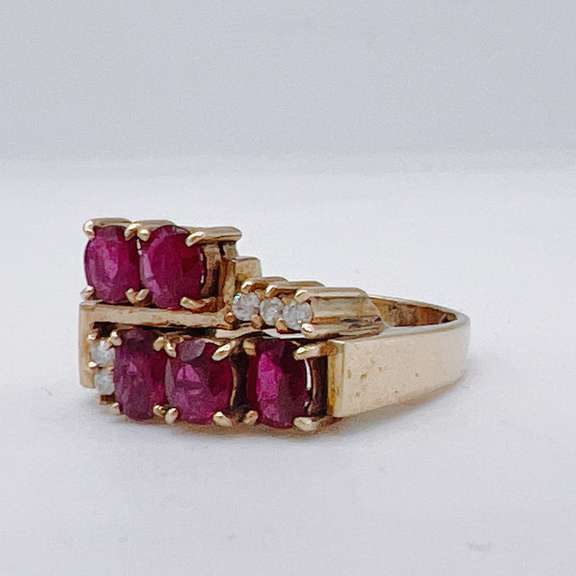 14kt Yellow Gold, Ruby, & Diamond Ring