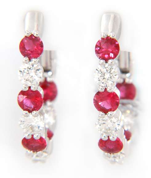 Majestic New 1.63ctw Ruby and Diamond inside out Hoop Earrings