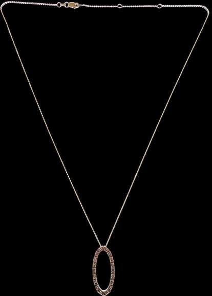 Fancy 18kt Yellow Gold necklace with Elongated Oval Diamond Pendant