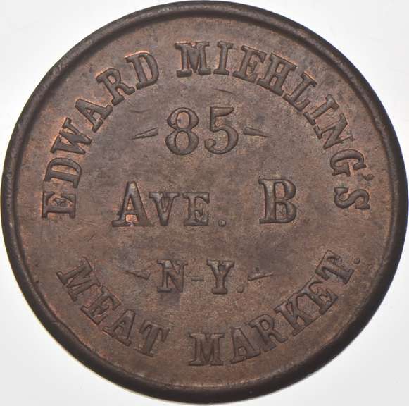 1863 Edward Miehlings Meat Market Civil War Token NY 630 AX