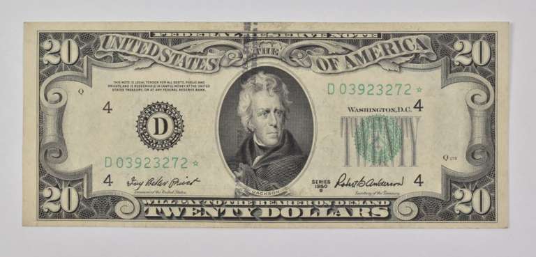 1950-B Star $20 Cleveland, OH U.S. Federal Reserve Note - Green Seal
