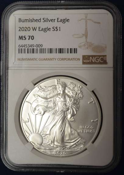 2020-W Burnished Silver Eagle NGC MS70