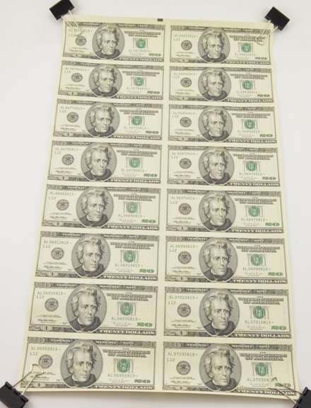 (16) $20 1996 F United States Federal Reserve Note -STAR Uncut Sheet