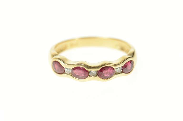 14K Yellow Gold 0.73 Ctw Natural Ruby Diamond Wedding Band Ring