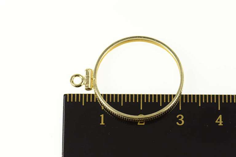 14K Yellow Gold 10 Peso Mexican Holder Grooved Bezel Charm/Pendant