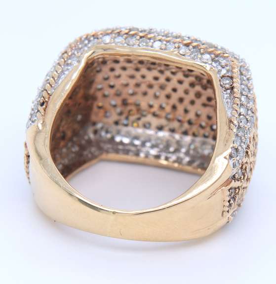 Dreamy Yellow Gold Chocolate and White Diamond Cluster Ring