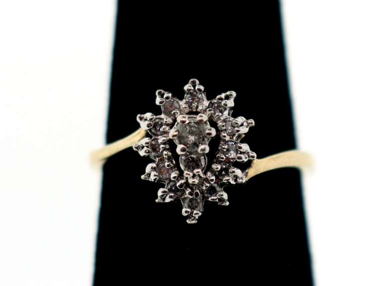 Sparkling 10k Gold Halo Diamond Ring
