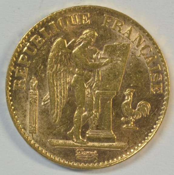 Choice BU 1893-A France 20 Francs Gold 'Angel' piece