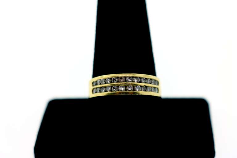Beautiful 18k Gold Double Row Channel Set Diamond Ring