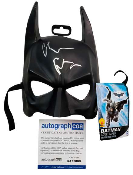 Batman Christian Bale Signed Autograph Batman Toy Mask ACOA