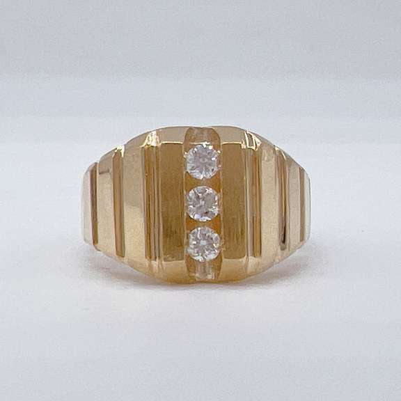 Men's 14kt Yellow Gold & Diamond Band Ring