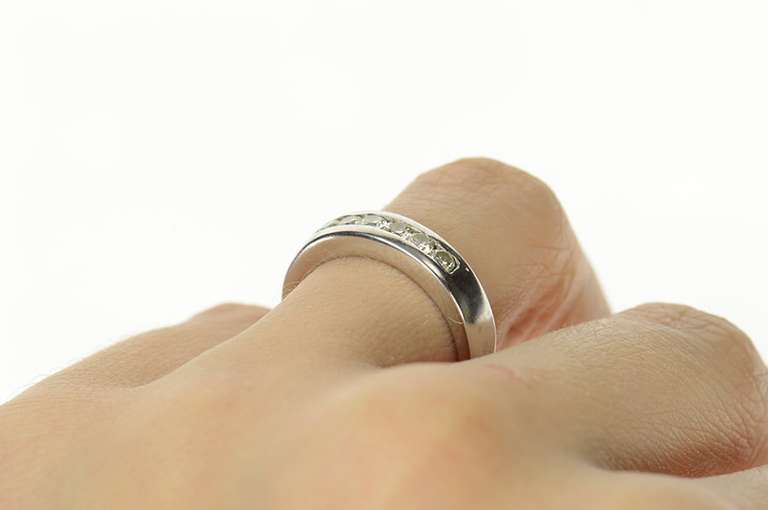 14K White Gold 0.42 Ctw Diamond Channel Wedding Band Ring