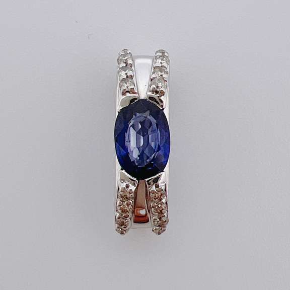14kt Gold, Blue Sapphire, & Diamond Pendant