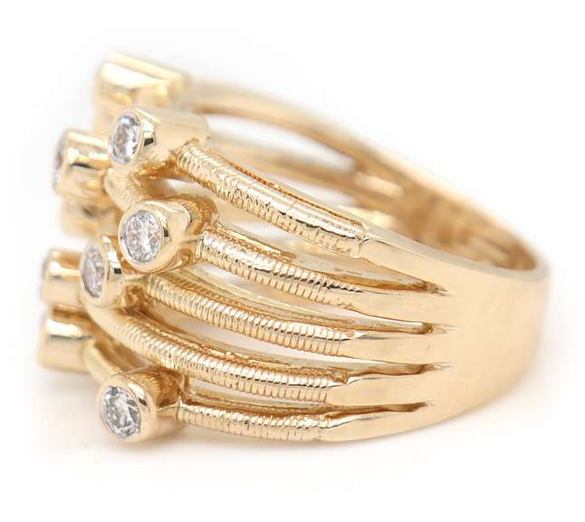 Darling Yellow Gold Diamond Multi Row open Bezel Set Ring