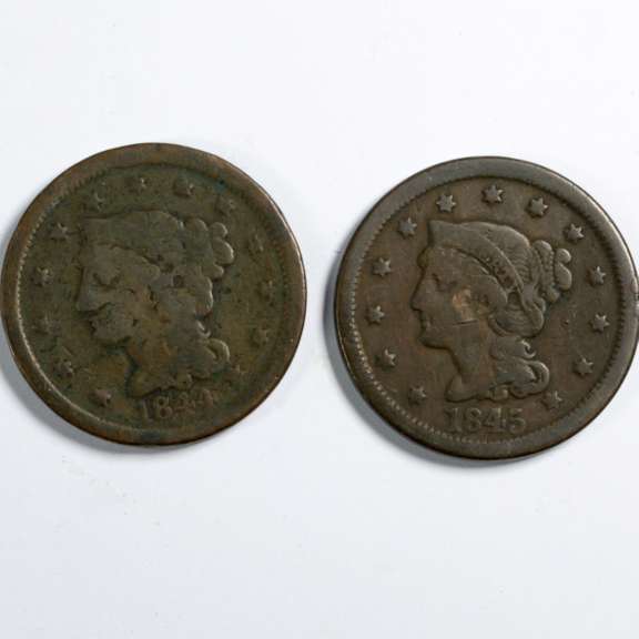 1844 & 1845 Large Cents