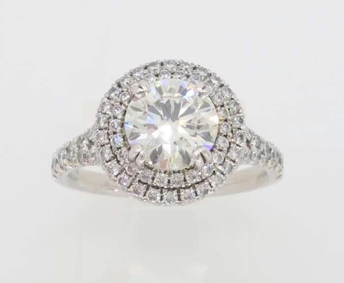 GIA Certified Double Halo Diamond Engagement Ring