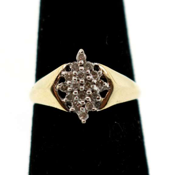 Delicate 10k Gold Diamond Cluster Ring