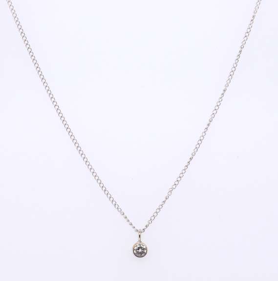 Elegant 14kt WG Round Diamond Bezel Set Necklace