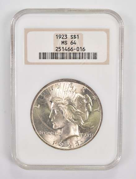 MS64 1923 Peace Silver Dollar - Graded NGC