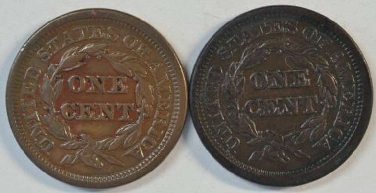Pair of really nice Braided Hair Large Cents: 1845 & 1846
