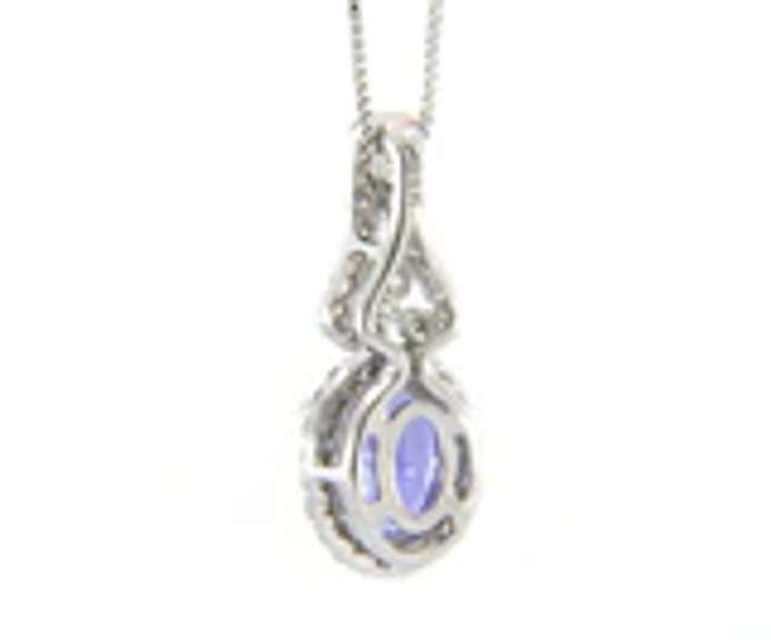 Romantic White Gold oval Tanzanite and Diamond Pendant