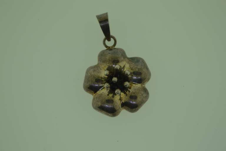 Mexico Sterling Silver Vintage Flower Pendant