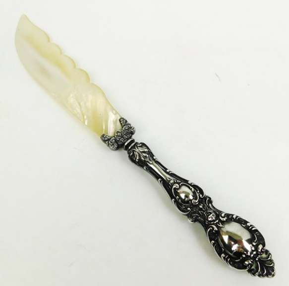 Elegant Ladies Mother & Pearl and Sterling Letter Opener