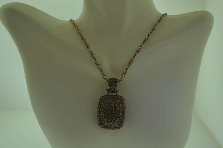 Mexican Sterling Silver Rope Chain And Filigree Pendant