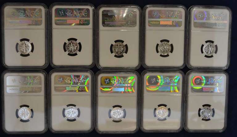 1955-1964 Run Of Proof Roosevelt Dimes NGC MS67