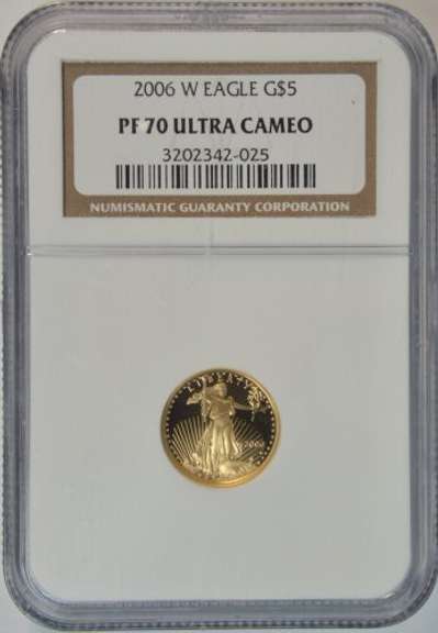 Perfect NGC PF70 ULTRA CAMEO 2006-W $5 Gold Eagle coin
