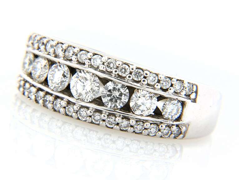 Stunning White Gold Diamond Channel Set Triple row Band